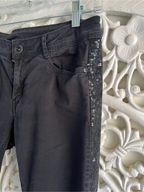 Tristan Y2K Black Low Rise Bootcut Jeans Sequin Side Stripe Size 8